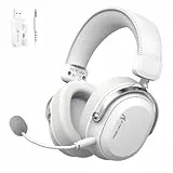 ATTACK SHARK L30PRO Kabelloses Gaming-Headset, 7.1 Surround Sound, EQ-Modi, 50-mm-Treiber, Tri-Modus, 1100-mAh-Akku, Over-Ear-Headset mit Abnehmbarem Noise-Cancelling-Mikrofon für PC - Weiß