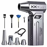HAOFOYFUN Electric Air Duster, 150000RPM Elektrisches Staubgebläse Akku, 4-stufiges Hochleistungs-Luftgebläse, Mini Gebläse mit LED-Display & Licht, Staubgebläse für PC, Tastatur, Auto, Outdoor