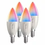 Govee Smarte Glühbirne E14, RGBWW LED Lampe, Funktionieren mit Matter, Alexa, Google Assistant, Smart Bulb E14 Glühbirne 450LM, dimmbare mit 16 Millionen DIY-Farben, 54 Szenen, 4 Stück