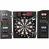 Kings Dart Dart-Set Dartkabinett Profi | Elektronisches Dartscheiben-Set mit 38 Spielvarianten und Cricket | Für 1-8 Spieler | Mit Sprachausgabe | Schwarz | Zubehör enthalten
