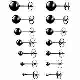 Aroncent Unisex Perle Ohrstecker Set: 7 Paar Edelstahl Imitation Perlen Kugel Ohrringe Ohr Piercing Geschenk für Herren Damen Schwarz 2mm 3mm 4mm 5mm 6mm 7mm 8mm