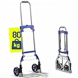 Pallit Sackkarre klappbar Aluminium – Transportkarre mit Teleskopgriff 110 cm, 80 kg Tragkraft, Anti-Rutsch-Pads & Soft-Laufräder, DIABLO-AIR Handwagen