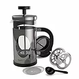 bonVIVO French Press Silber 350ml – Kaffeebereiter klein aus Glas & Edelstahl – Kaffeepresse 3 Tassen – Coffee Maker ohne Filter – für 1–2 Personen