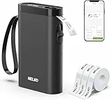 Nelko Etikettendrucker, Kabelloses Tragbares Bluetooth P21 Etikettiergerät mit 3 Rollen selbstklebenden Aufklebern, Mini Label Printer beschriftungsgerät für iOS & Android, Ideal für Zuhause, Schwarz