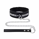 paloli Rosa Choker Halskette für Frauen Leder Choker Halskette Fluffy Punk Leash Gothic Cosplay Sexy Schmuck
