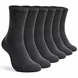 TUUHAW Tennissocken Damen 35-38 6 Paar Crew Socken Grau Wandersocken Laufsocken Sportsocken Damen-Socken Herrensocken Anti Schweiß Socken