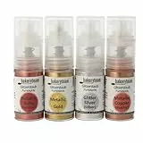 bakeryteam Glitzerstaub Dust Pump-Puder im jeweils eigenen praktischen Pump-Spender (je 5 g): Metallic Ruby, Metallic Gold, Glitter Silver, Metallic Copper 4er Set 20 g