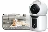 CZEview Überwachungskamera Innen mit 2K+2K Dual-Linsen, Nachtsicht, 2,4 & 5Ghz WLAN Kamera Überwachung Innen, 360° Hundekamera Haustierkamera mit APP, ABO Optional, Indoor Camera (Schwarz und Weiß)