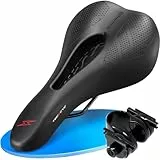 TECHCYC Fahrradsattel, Fahrradsitz Memory Schaum, Komfortabel Atmungsaktiv Stoßdämpfend, Ergonomischer Fahrrad Sattel für Herren & Damen mit Federung, in 3 Ausführungen wählbar (Mountainbike)