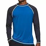 Arcweg Langarmshirt Herren Rash Guards Farbecht UV Schutz Funktionsshirt Langarm Shirt Schnelltrocknend Atmungsaktiv Wandershirt UPF 50+ Sonnenschutz Jungen Surf Angeln Wandern Blau/Grau EU 3XL