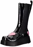 LAMODA Damen Stone Cold Lover Mid Calf Boot, Black Patent Pink Heart, 38 EU
