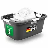 Novaliv 3 Stück Wäschewanne mit 4 Griffen 40L Anthrazit, Wäschebox Set Wäscheeimer Wäschebehälter für Bad Wäsche Schmutzwäsche, Wäschewannen Laundry Basket Haushalt Korb Sammler Box