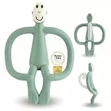 Matchstick Monkey Original Beißring & Gel-Applikator – Silikon-Baby-Beißring, leicht zu greifen, BPA-frei, unterstützt Selbstberuhigung & frühes Zähneputzen, ab 3 Monaten, 10 cm, Mintgrün