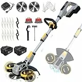 Rasentrimmer mit Akku und Unkrautbürste, Akku Rasentrimmer für Makita-Akkus mit 4 Klingentypen und 2X4.0Ah Akkus, 21V Bürstenlose Freischneider Akku für Garden Trimmen (Grau)