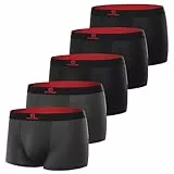 GLESTORE Boxershorts Herren Unterhosen Männer 5er Pack Modal Unterwäsche Hipster Sport Underpants 3 Schwarz mit Rot & 2 Dunkelgrau XL