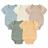 Chamie Newborn Baby Bodysuit Kurzarm für Baby Jungen und Mädchen 0-12M, 5er Pack