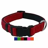 DEY - Premium Hundehalsband Air Mesh | Verstellbar | für Kleine, Mittelgroße u. Große Hunde | viele Farben u. Größen | Halsband Hund Katzen | Hunde-Halsbänder | Welpen-Halsband | Rot, M