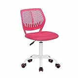 Homy Casa Schreibtischstuhl, verstellbarer Drehstuhl, Bürostuhl, Stoffsitz, ergonomischer Arbeitsstuhl ohne Armlehne, Rosa