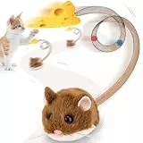 Migipaws Interaktives Katzenspielzeug, elektrisch rollende Migimaus mit wackelndem Schwanz,Intelligenter Sensor, Quietschen, Katzenspielzeug selbstbeschäftigung mit Katzenminze,wiederaufladbar (braun)