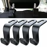 Auto Kopfstützen Haken, Universal Autositz Rückenlehnen Haken, Auto Rücksitz Kopfstütze Halter Schwarz （4 Stück） (Pure Black)