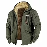 Generisch Herren Wintermode -gedruckte Flagge mit Kapuze und braunem Reißverschluss, personalisierte lässige Baumwolljacke Vinyl Mantel (JN, M)