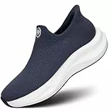 Bigzagger Slip on Sneaker Damen Herren Fußbogenstütze Orthopädische Schuhe Atmungsaktiv Leichte Schlupfschuhe Hände frei Slip in Turnschuhe Laufschuhe Sportschuhe(Blau)