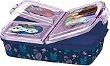 Frozen Die Eiskönigin Brotdose Kinder - Lunchbox mit 3 Fächern und Clip-Verschlüssen, Bento Snackbox aus Kunststoff PP bpa-frei - Vesperdose für Kindergarten, Schule & unterwegs