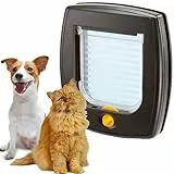 Ferplast Katzenklappe, Hundeklappe, Katzentür für glasscheiben, Pendeltür für Katzen und Kleine Hunde, 4-wege steuerbarer Ein- und Ausgang, Teiltunnel, SWING 3 Haustierklappe, Braun