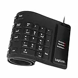 LogiLink Flexible & wasserfeste Tastatur (QWERTZ) 109 Tasten, mit USB-PS/2 Adapter, Farbe: Schwarz, geeignet für Arbeitsplätze mit erhöhter Verschmutzungsgefahr