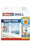 tesa tesamoll Thermo Cover Fenster-Isolierfolie - Transparente Isolierfolie zur Wärmedämmung an Fenstern - Inklusive praktischer Klebelösung - 1,7 m x 1,5 m