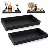2 Stück Badezimmer Tablett, 20 * 11 cm Deko tablett,Silikon Ablageschale,Kommoden-Tablett, Küchenspülen,für Wohnzimmer, Schlafzimmer und Bad (Schwarz,Rechteck)