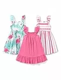 PATPAT Mädchen Kleid Set Packung mit 3 Sommerkleider Ärmellos Rüschen Prinzessinkleider für Geburtstag Party Bankett und Urlaub, A-Linien-Form und Knielänge, Größe 2-12 Jahre