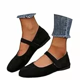Fulidngzg Ballerinas Damen - Mary Jane Orthopädische Wildleder Bequem Zum Reinschlüpfen, Runde Zehenpartie, Breite, Halbschuhe, Geschlossene Zehen, Flache Schuhe mit Riemen