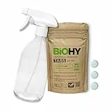 BiOHY Universalreiniger Putzmittel Tabs (12er-Set) + Glas Sprühflasche | nachhaltige Allzweck-Tabletten zum Auflösen | Haushaltsreiniger | mikroplastikfrei | Küchen-, Bad- & Glasreiniger