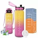 Vikaster Water bottle, Trinkflasche 1l, Trinkflasche Fahrrad, Trinkflasche Kohlensäure Geeignet, Sportflasche für Kinder, Fahrrad, Schule, Fitness, Outdoor