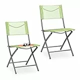 Relaxdays Gartenstuhl 2er Set, Klappstuhl für Garten, Balkon, Terrasse, Metall Campingstuhl bis 120 kg, wetterfest, grün