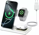 Aimtel 3 in 1 Induktive Ladestation Faltbare&Nachtlichter Kompatibel mit iPhone 17/17 Pro/17 Pro Max/17 Air/16/15/14/13,Apple Watch 11/Ultra 3/10/9/8/SE 3 für Air-Pods Pro/4/3/2 Kabelloses Ladegerät