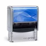 Selbstfärbender Stempel easyprint 1 blau – personalisierbarer Firmenstempel, Namensstempel, Adressstempel oder sonstiger Textstempel – Abdruck ca. 38x14 mm mit bis zu 4 Zeilen