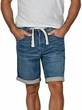 riverso Jeans Shorts Herren Stretch Kurz Kordelzug Regular Fit RIVPaul Kurze Hosen Bermuda Shorts Sommer Denim Einfarbig, Größe:W 34, Farbe:Middle Blue Denim (M48)