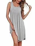 Litherday Nachthemd Damen Ärmelloses Kurz Baumwolle Negligee Sommer Nachtwäsche Frauen Nachthemden Nachtkleid Weich und Bequem