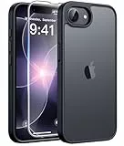 FNTCASE für iPhone 17e Hülle: iPhone 16e Hülle mit Panzerglas, Kompatibel mit MagSafe Handyhülle Matte Translucent Magnetische Slim Magnet Militärischer Fallschutz Robuste Schutzhülle - Schwarz-Matt