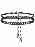FindChic 2 Stück Fußkettchen für Damen klassische Fußkette Armband Schwarz Panzerkette Schlangenkette Fußkettchen 22+5cm verstellbar Sommer Strand Schmuck Accessoire