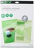 Leitz Heißlaminierfolien A4 80 mic, Laminierfolien in Premium-Qualität im 25er Pack, Glänzend, Transparent, Vereinfachtes Einlegen durch UDT, iLAM, 74790000