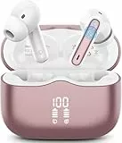 Kopfhörer Kabellos Bluetooth 5.4, Bluetooth Kopfhörer mit 4 ENC Lärmreduzierung Mics, 40Std In Ear Kopfhörer Bluetooth Tiefer Bass LED-Anzeige IP7 Wasserdicht Sport Ohrhörer Touch Control Roségold