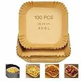 Backpapier für Heißluftfritteuse, 100 Stück 16 cm Airfryer Zubehör Antihaft Wasserdicht Ölfest Einwegschalen Pergamentpapier Liner, Luftfritteusen Zubehör