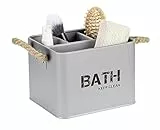 WENKO Badbox Gara mit 4 Fächern Grau - Aufbewahrungsbox, Badkorb, Stahl, 19 x 12.5 x 13 cm, Grau