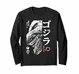 Godzilla Minus One Half Face Black & White Movie Poster Langarmshirt