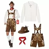 Morph Bayerische Lederhosen Herren, Oktoberfest Kostüm, Traditionelle Tracht für Feste, M