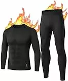 BENNIES Thermounterwäsche Herren Winter Funktionsunterwäsche Skiunterwäsche Thermowäsche Set Warm Weich Funktionswäsche atmungsaktiv Thermo Unterwäsche Thermounterhemd Thermounterhose Schwarz L