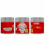CARACHO 3er Pack x 50g Bird Eye Chiliflocken - 100% Extrem Scharf - Chillipulver in Metal Gewürz Dose/Scoville: 100.000-200.000